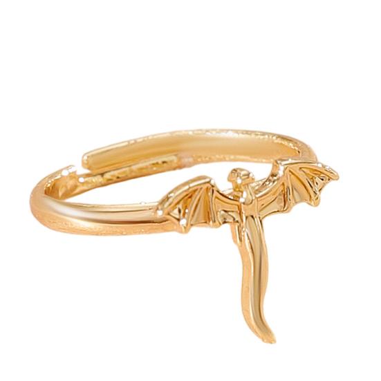 

Adjustable Length Bracelet Pterosaur Pendant Three-Dimensional Flying Dragon Design Polished Texture Necklace Opening Ring C золотистый