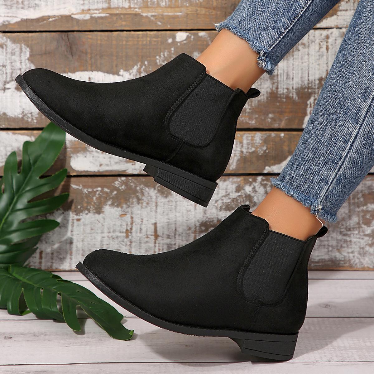 

Женские сапоги, новые модные удобные туфли-сапоги, женские туфли на платформе из легкой замши без застежек для отдыха на открытом воздухе для женщин Botas De Mujer 41 чёрный