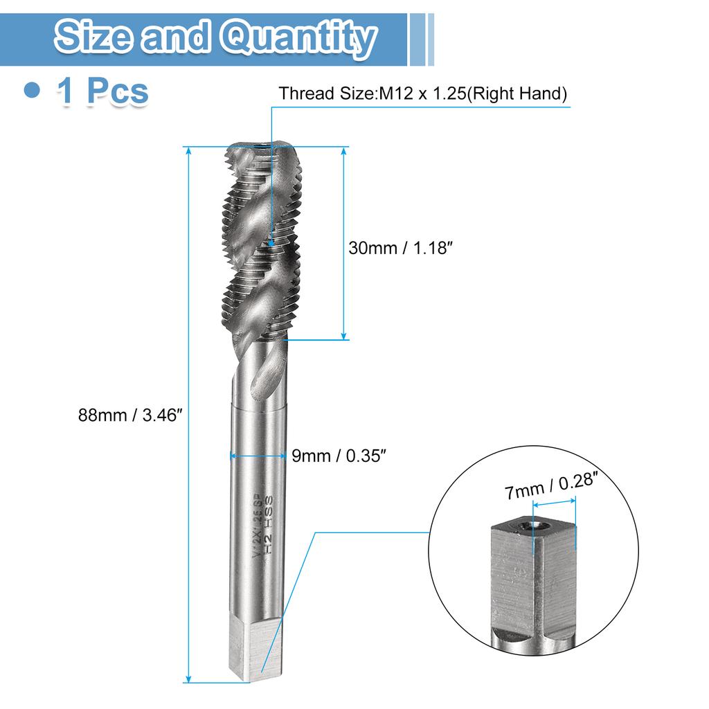 M2 M2.5 M3 M4 M5 M6 M7 M8 M10 M12 M14 M16 M18 M20 M22 Spiral Flute Thread Tap Metric Machine Taps HSS6542 Uncoated