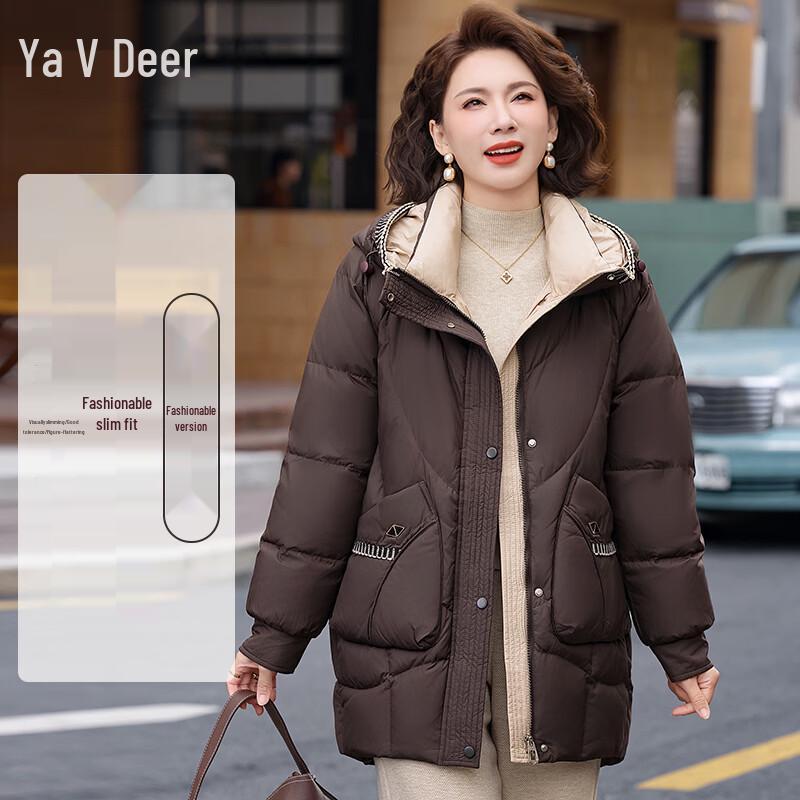 Yalu Women's Hooded Down Jacket with Ribbon Detail