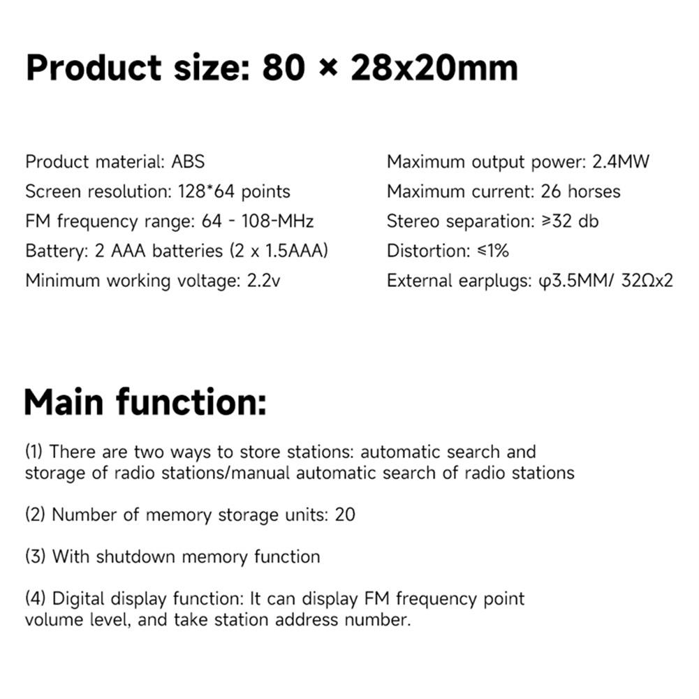 Pocket FM Radio FM 64-108Mhz Portable Sports Radio Receiver With Lcd Display 3.5mm Earphones Neck Lanyard