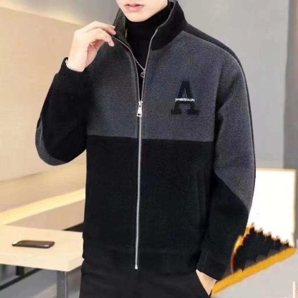 

Осенне-зимняя мужская куртка, модная куртка с воротником-стойкой, повседневная теплая ветрозащитная зимняя мужская куртка M