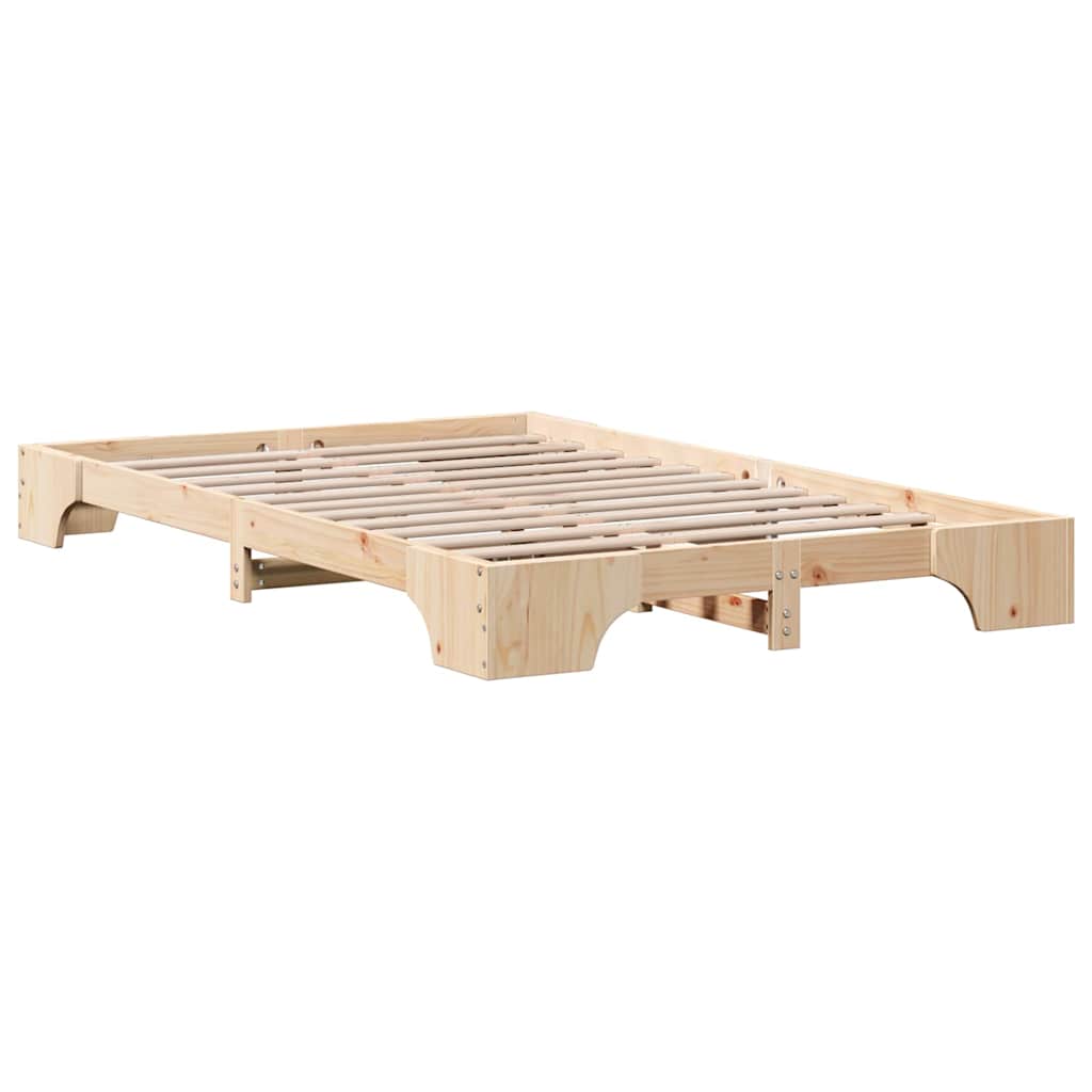 Natural Wooden Bed Frame 120 x 190 cm Solid Pine Wood