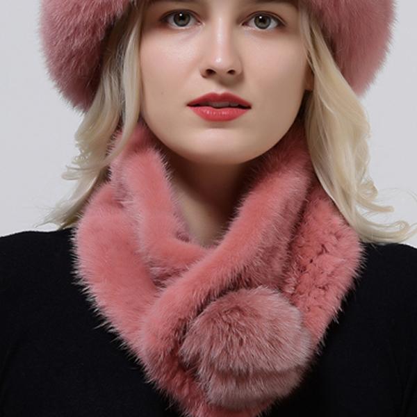 Hot Sale Rex Rabbit Fur Hats Scarf Set Elastic Knitted Winter Hat Women Genuine Warm Fur Caps Luxury Woman Fox Fur Bucket Hat