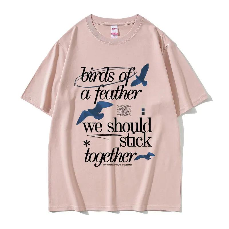 Summer men's Birds of A Feather printed T-shirt 100% pure cotton casual top Hip Hop trendy style Harajuku clothing