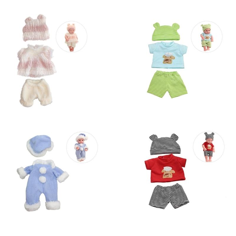 3pcs Realistic Doll Hat&Shirt&Short Pants Suit for 30cm Uniform Realistic Doll Baby Costume Christmas Gift for Girl