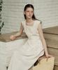 ADAUL Classic Pintuck Line Ribbon Long Dress - Natural