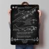 B Flying Fortress Blueprint Metal Wall Art WWII Military Aircraft Decor for Home Office