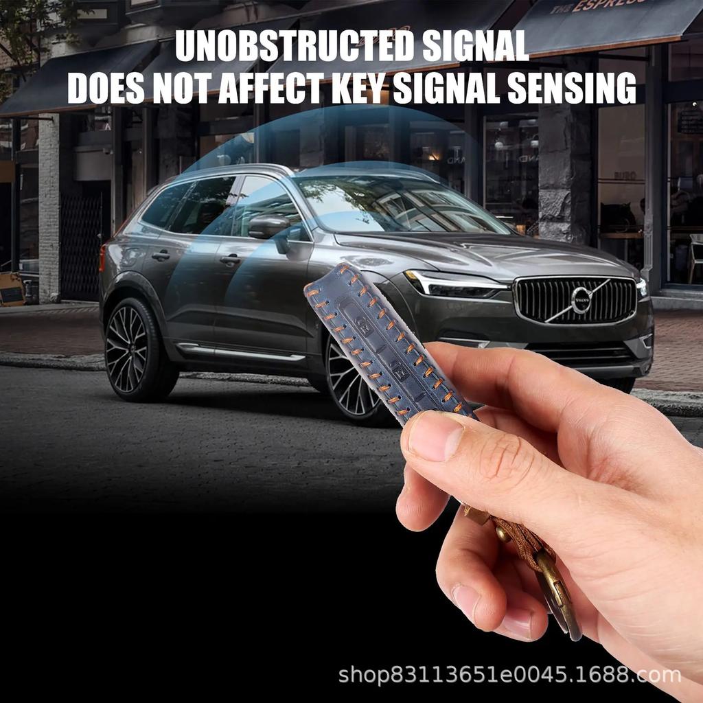 For Volvo Xc60 S90 Xc90 Xc40 Car Key Case Cover Key Fob Holder Remote Leather Pure Handwork Free Keychain Quantity Customized