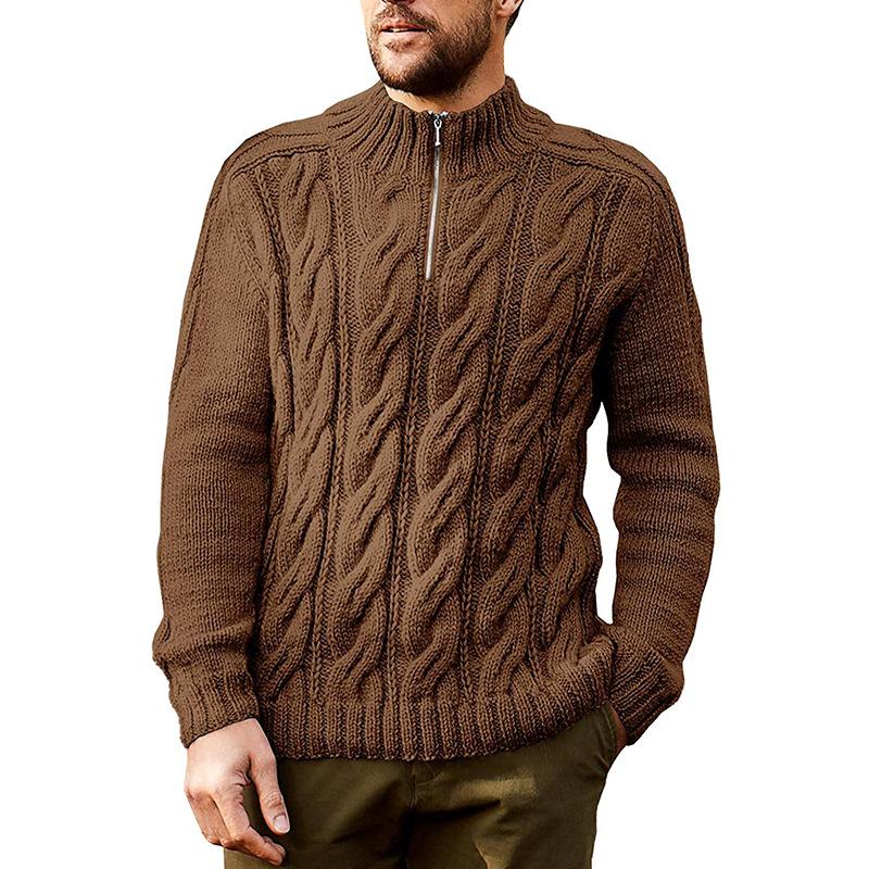Winter Sweater Men's New Solid Color Half-high Neck Long Sleeve Knit
