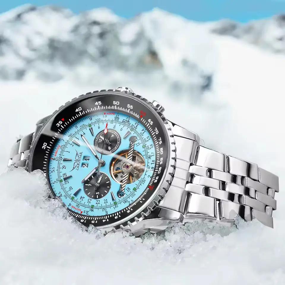 JARAGAR 034 Men's Big Dial Watch Military Pilot Date Month Business Mul-tifunction Automatic Mechanical Tourbillon Wristwatch