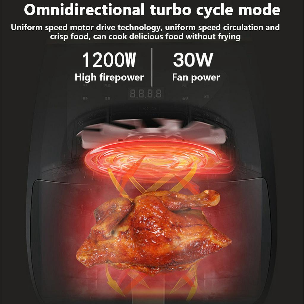 4.5L Air Fryer Oil Free Health Fryer Cooker 1200W Home Multifunction Smart Touch LCD Deep Airfryer Pizza Fryer for French Fries