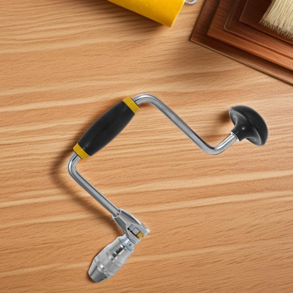 Hand Crank Drill with Comfortable Nonslip Handle Easy To Use Hand Punch Portable Tool for Wood Metal & Fiberglass