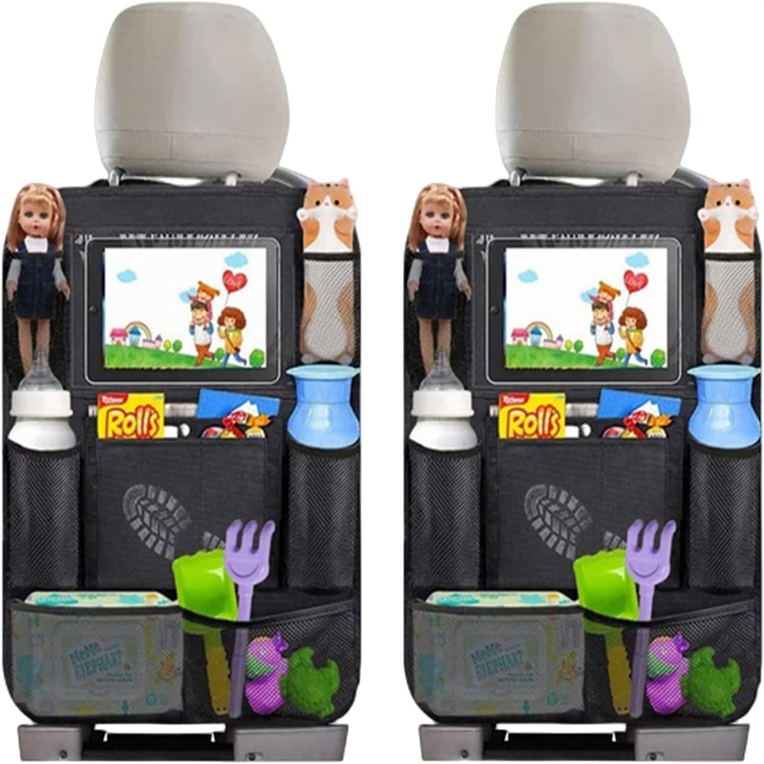 

Автомобильный органайзер, набор из 2 детских автомобильных органайзеров, автомобильное хранилище в салоне автомобиля, прозрачный держатель для планшета с 10 карманами, защита детского автокресла