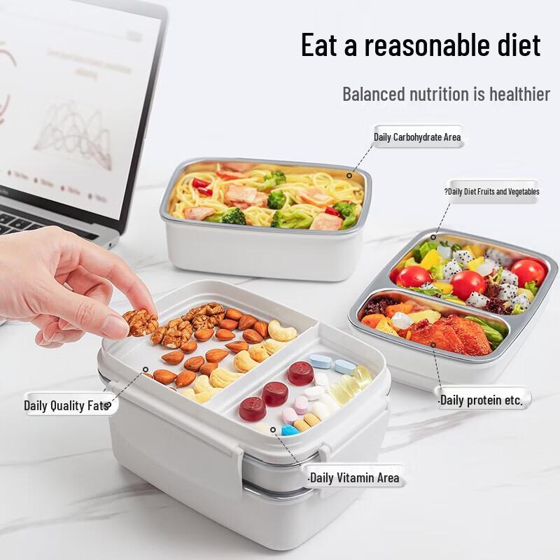 CAMUZ 1500ml 3-Layer Stainless Steel Lunch Box with Spoon