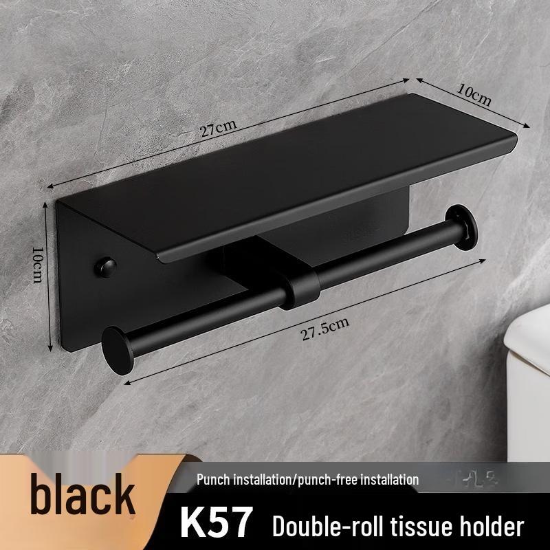 

Stainless Steel Toilet Paper Holder with Phone Shelf and Hook