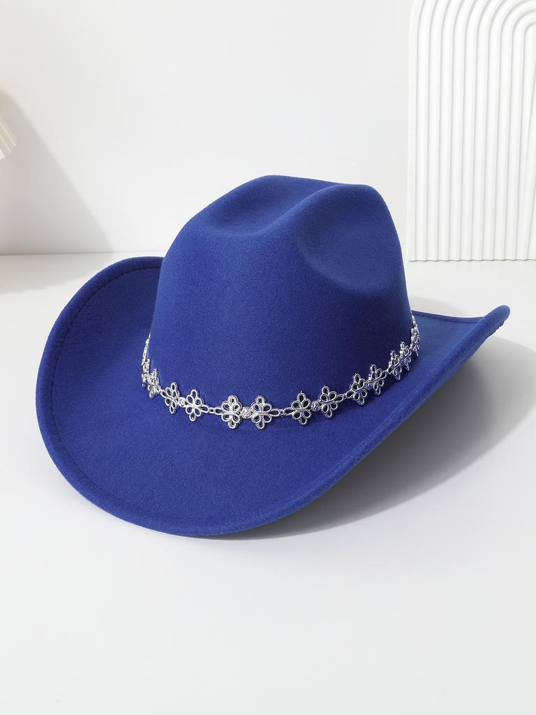 Western Cowboy Top Hat Tibetan Chinese Knot Casual Top Hat Festival Party Felt Hat