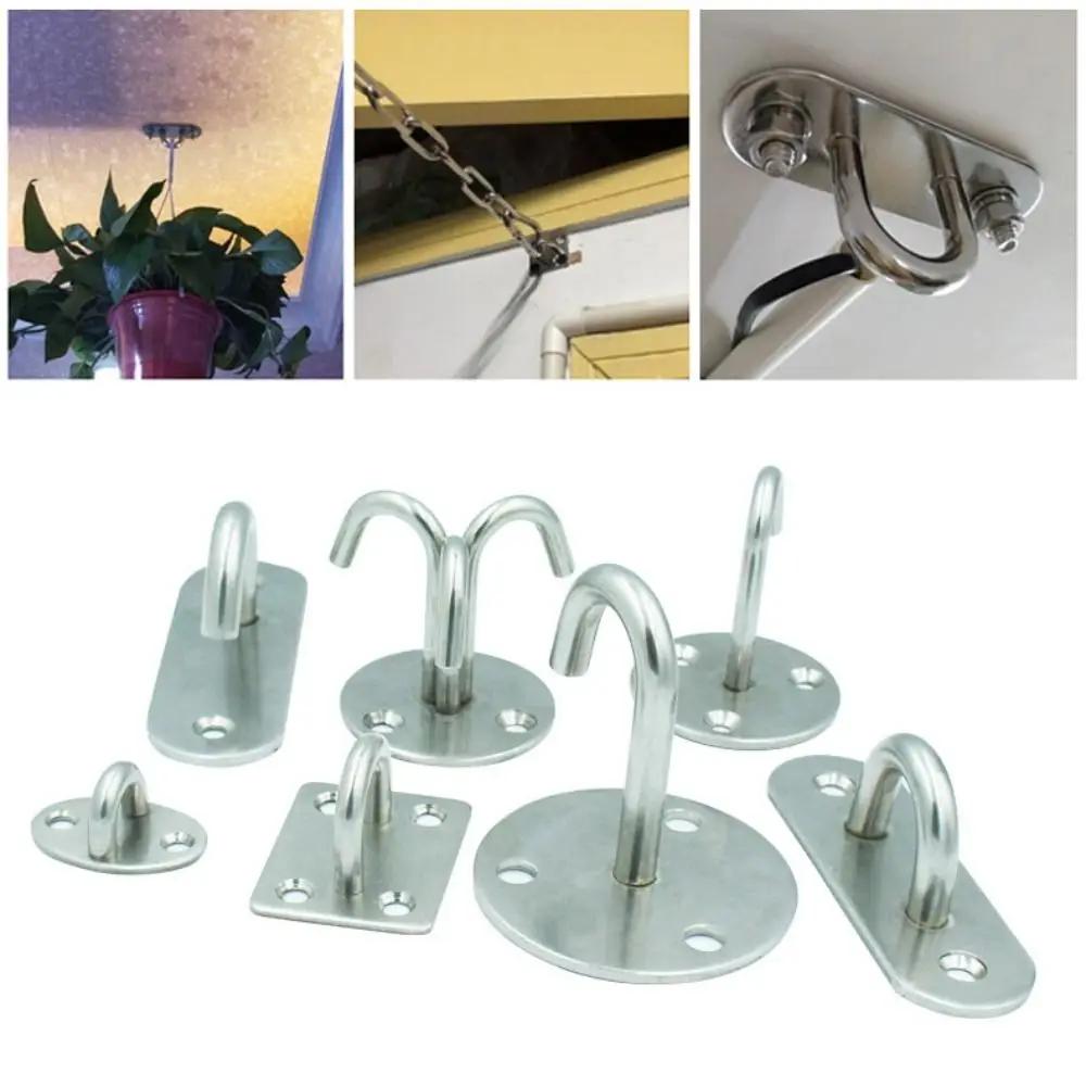 New Pad Eye Wall Hook Plate Deck Stainless Steel Ceiling Mount Hanger U/J-Shaped Black Silver Door Buckle for Fan Lamp