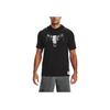 Under Armour Johnson Series American Vintage Bull Head Print Casual Sports Hooded Short Sleeve T-Shirt Men T-Shirt Black 1361719-001