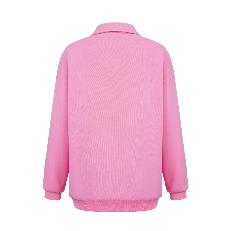 Abito in maglione rosa Barbie stile europeo e americano Abito in maglione in pile pullover a maniche lunghe con ricamo sportivo LOGO