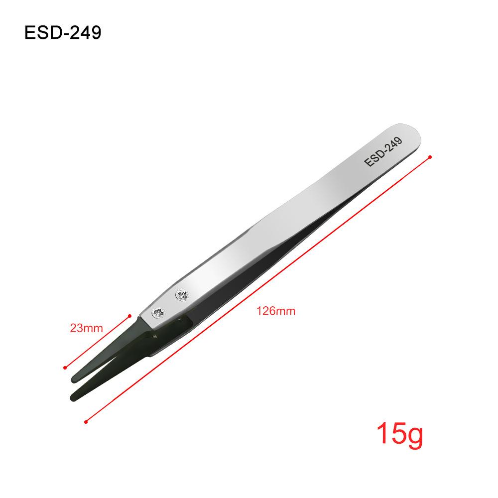 

ESD Series Anti-Static Sanding Tweezers Extra Fine Long Sharp Tip Non-Crimping Hardened High-Elasticity Forceps for Precision D 1PC