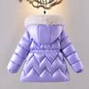 Winter Mädchenjacke Einfarbig Futter Plüsch Dick Warm Glänzend Wasserdicht Kapuzenparka für 4-8J Mädchen Baumwolle Daune Schneeanzug