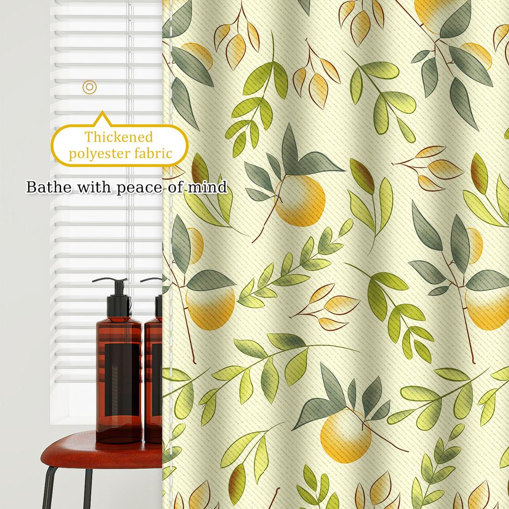 Summer Orange Fruit Shower Curtain - Juicy Citrus, Pastoral Style Waterproof Polyester