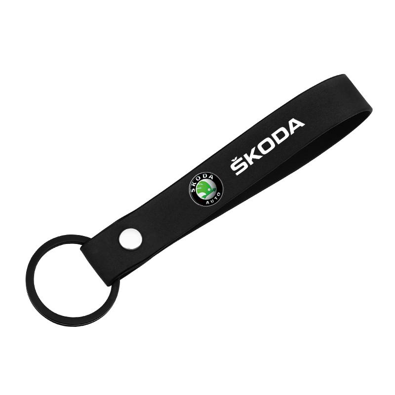 BASS7 Car Tire Valve Caps with Car Badge Keyring Keychain Accessories for Skoda Octavia A5 A4 Mk1 Fabia Superb Rapid