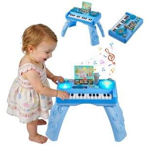 VEVOR Baby DJ Playset for Toddlers 1-3, Educational Musical Table Toys with 133 Sound Sources, Recording and LED DJ Turntable