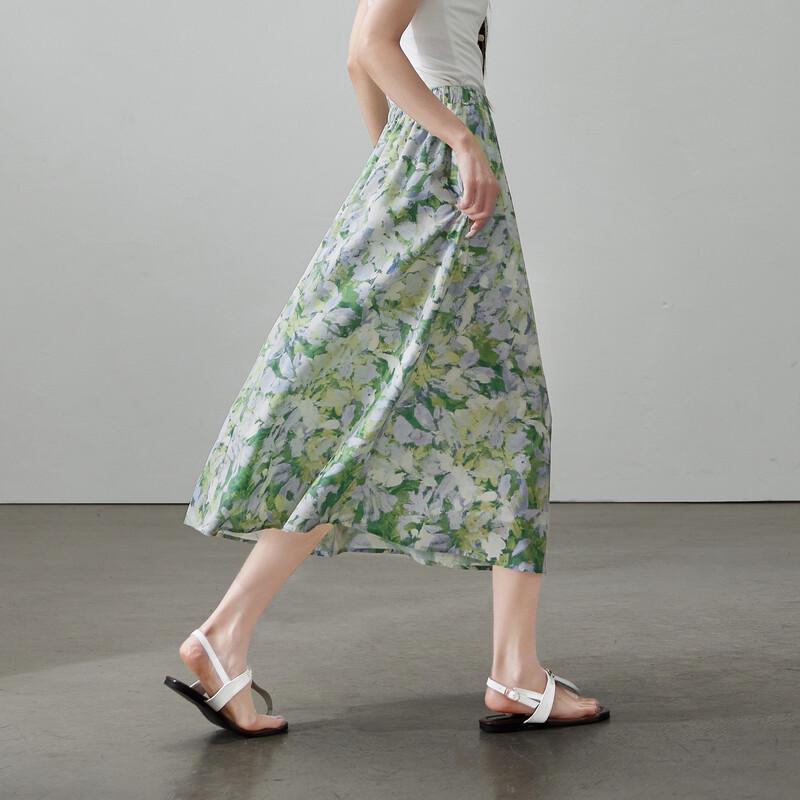 SOFSIL Women's High-Waisted Floral A-Line Midi Skirt