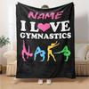 Custom Name Gymnastics Theme Printed Blanket - Perfect for Couch, Bed, Travel & Outdoor Use | Machine Washable, Cozy & Durable.