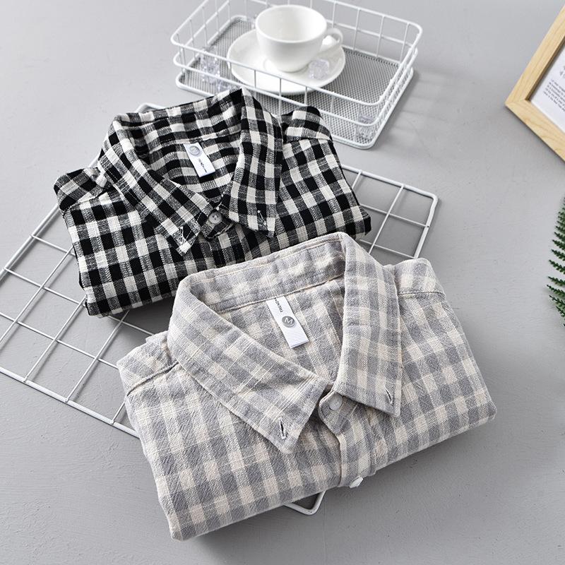 Spring Long-sleeved Plaid Shirt Men's Loose Casual and Versatile Youth Pure Cotton Fur Shirt