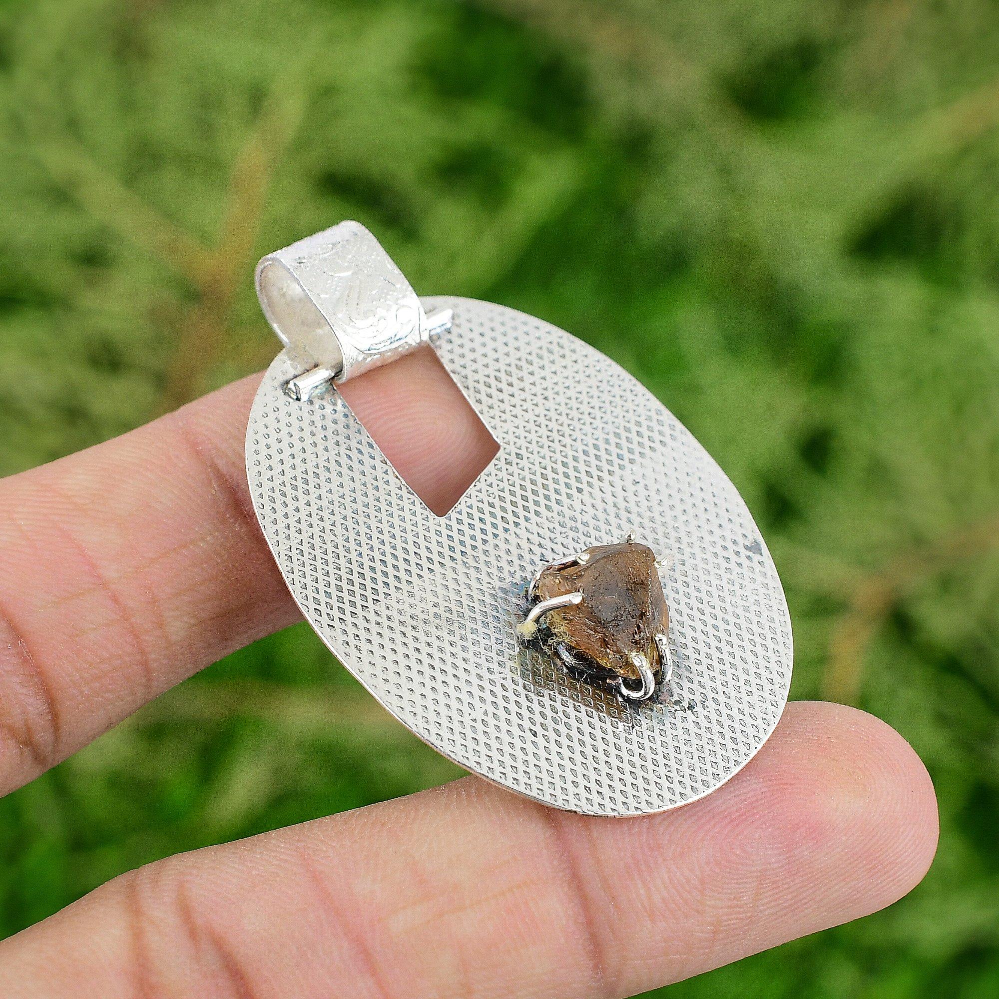 

Natural Smoky Quartz Rough Sister Root Chakra Pendant Jewelry Sterling Silver