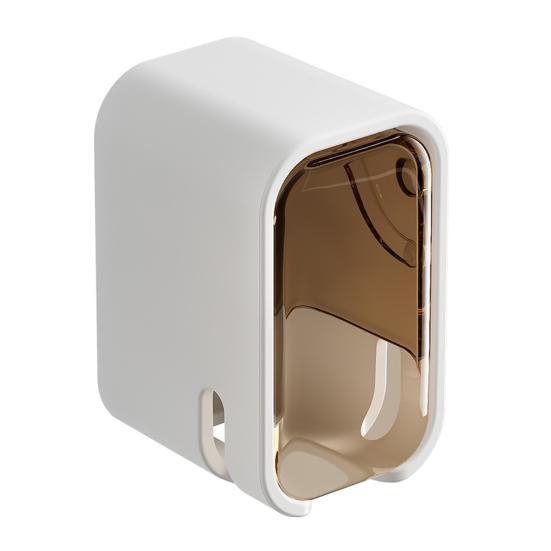 Elektrischer Zahnbürstenhalter Wandmontiert Staubdicht Transparente Klappabdeckung Kein Bohren Starker Klebstoff Feuchtigkeitsbeständig Wasserdicht Zahnbürsten-Organizer