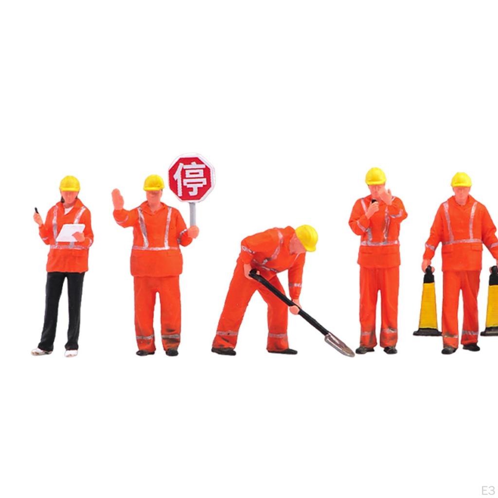 6 Pieces 1/64 Scale Miniature Figures Model Diorama Worker Figure Construction Building Workers,
