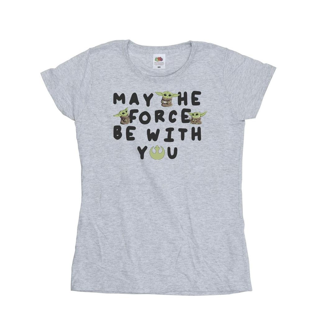 STAR WARS Womens/Ladies The Mandalorian Grogu May The Force Be With You Cotton T-Shirt