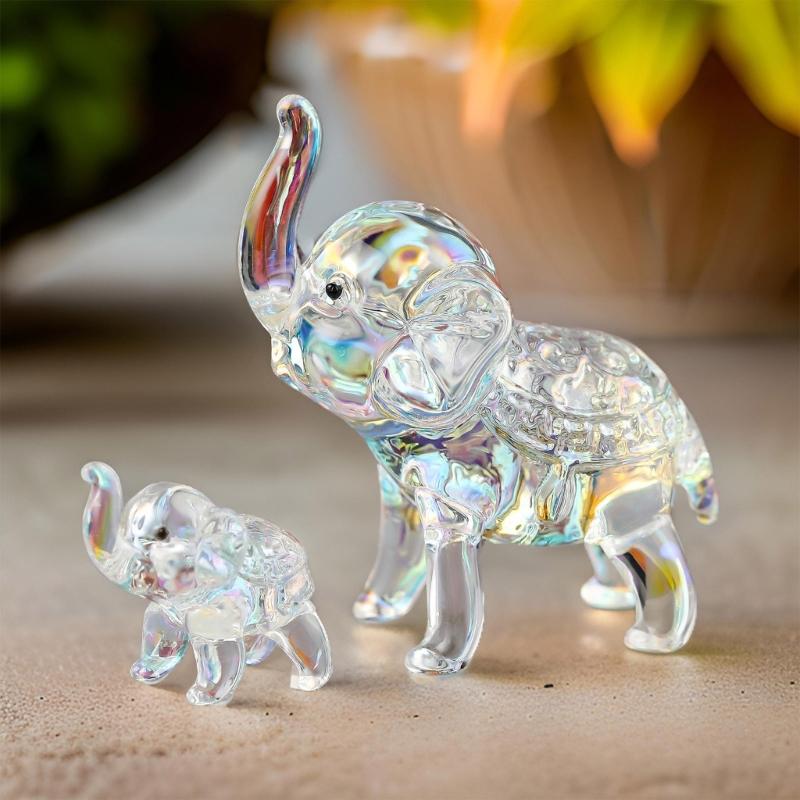 Crystal Elephants Figurine Statues Home Decoration Animal Sculptures Miniature Elephants Collectible for Home