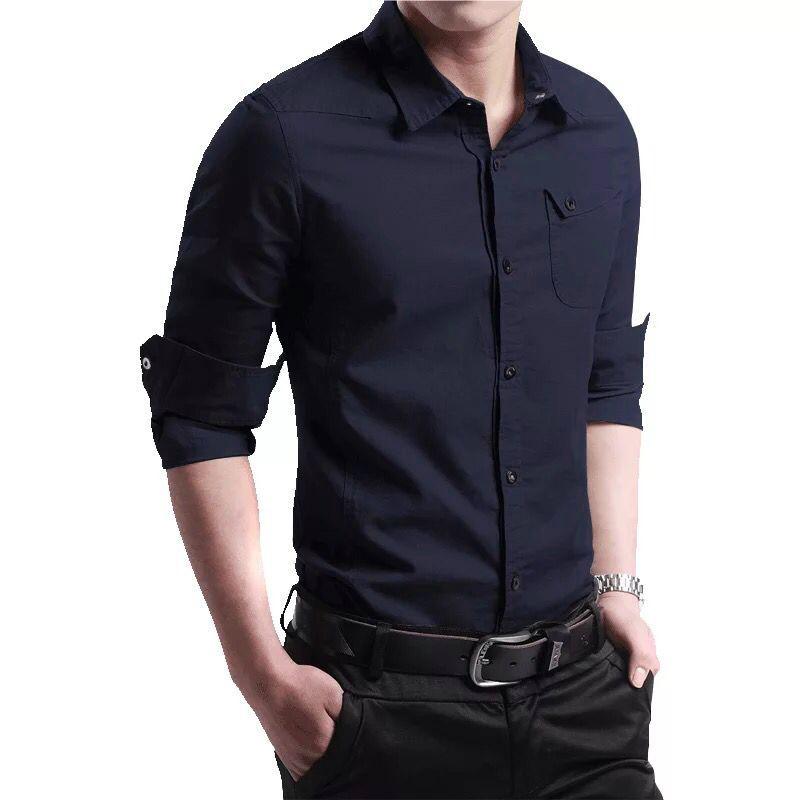 Men's Slim Fit Button Down Shirt - Casual Long Sleeve with Chest Pocket