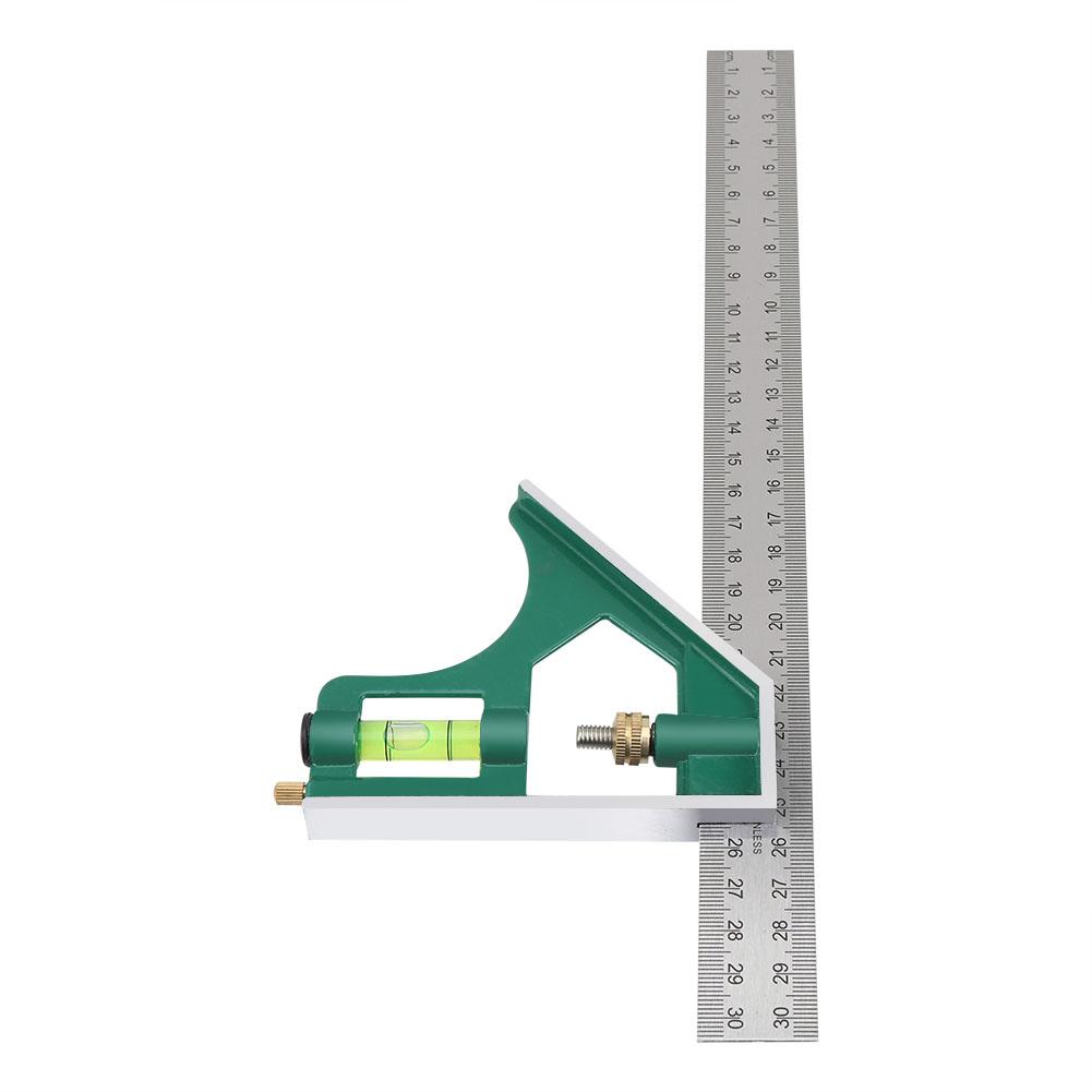 Multi Functional 300mm Combination Square Angle Ruler 45 90 Degree With Bubble Level