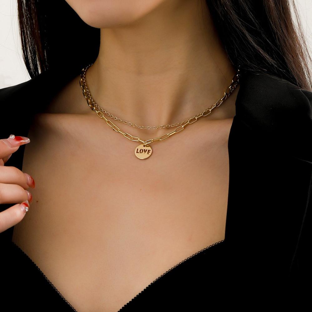 Stylish Layered Love Pendant Necklace For Women With Trendy Letter Design In Alloy