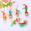 12pcs Funny Rainbow Colored Toy Balls Kitten Activity Toy w/Feather Pet Supplies