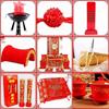 Ming Dynasty Hanfu Wedding Set: Embroidered Saddle Pad, Hair Silk Pouch, Fire Basin, Kneeling Cushion, and Goose Gift for Ceremony