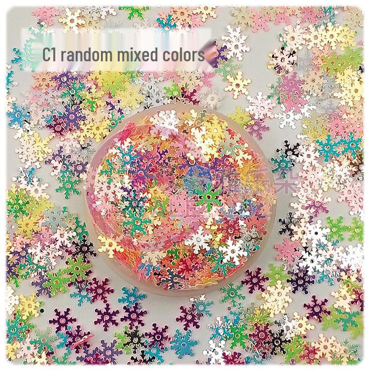 

ПВХ пайетки-снежинки для рождественского украшения и DIY ювелирных изделий - 7 мм 10g/bag