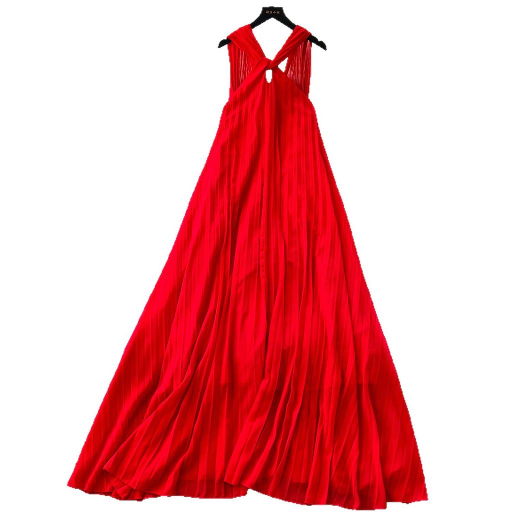 Coffee Break French Design Sense Lace-up Square Neck Small Flying Sleeve Waist Backless Strap Skinny Temperament Gentle Wind Dress