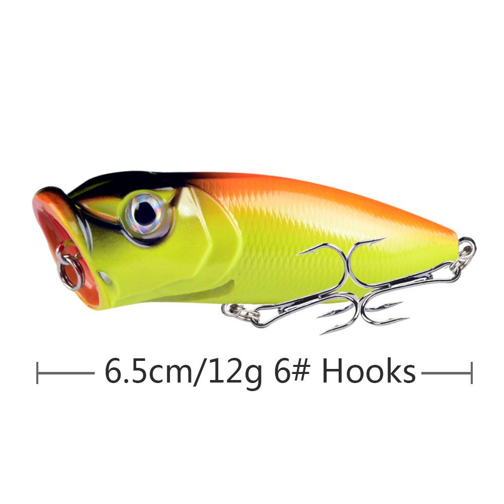 

6-Color Fishing Lure Set: 5cm and 6.5cm/12g Poppers 6.5cm/12g