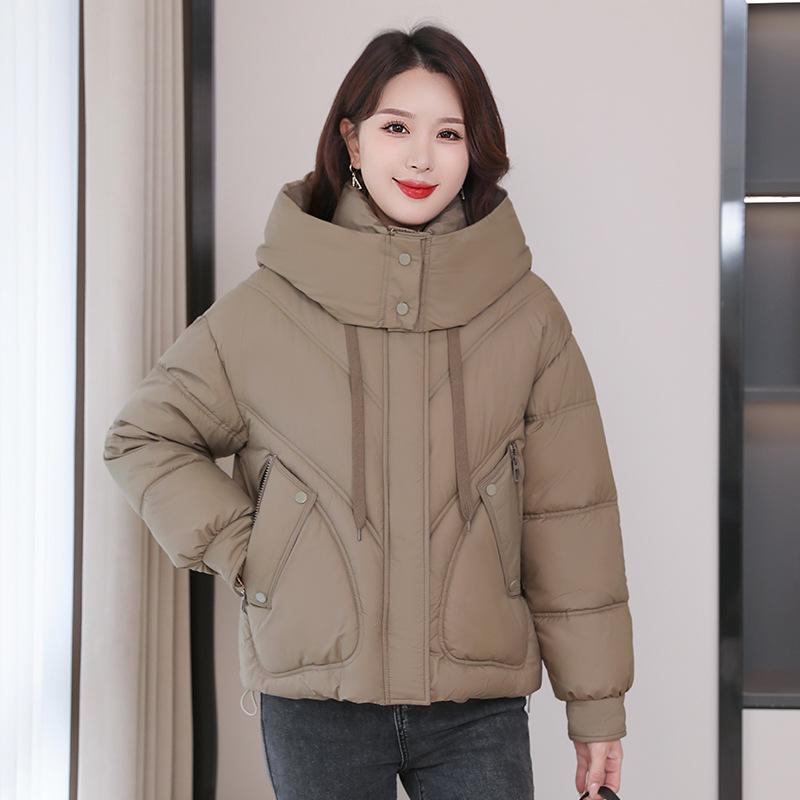 Fashionable Short Hooded Down Cotton Jacket for Women 2025 Winter New Age-reducing Slimming Versatile Thickened Padded Jacket