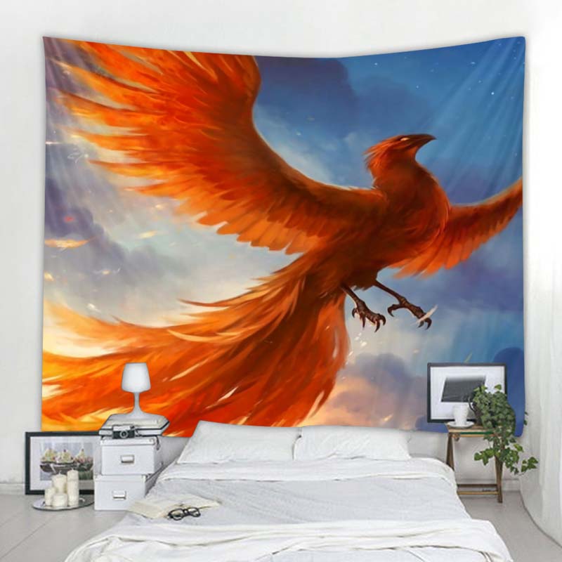 Psychedelic Phoenix Print Large Tapestry Wall Hanging Home Decor Wall Tapestry Boho Yoga Mat Beach Mat