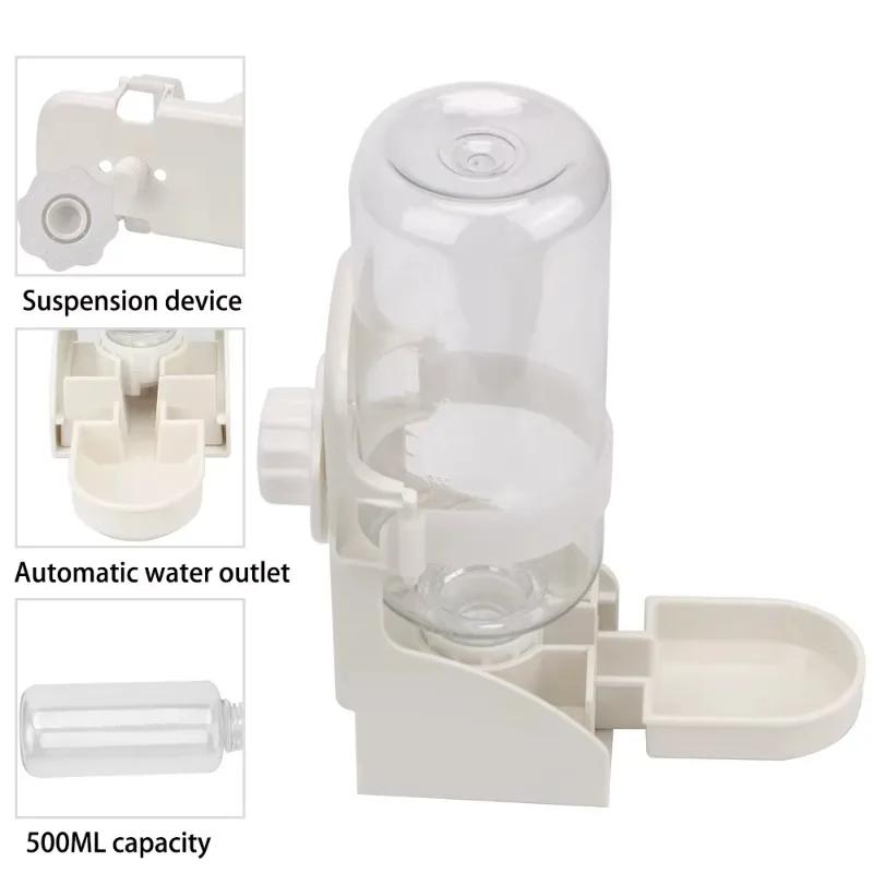 500ML Parrot Bird Water Dispenser Auto Leak Proof Cage Hanging Drinker Bowl for Rabbits Hedgehogs Dutch Piglets Small Pets Bird