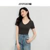 JOY SPEAKER 2025 Spring V-Neck Short Sleeve T-Shirt