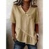 QICED Bluse e Camicie Casual da Donna alla Moda con Scollo a V e Maniche Corte